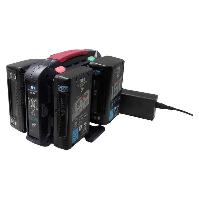 VL-4Se IDX Caricatore e alimentatore simultaneo con attacco  V-Mount a 4 canali (batterie non incluse)