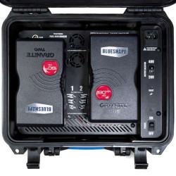 PWS-RUGGED-3S MINI Power-Station Blueshape 48V-28V-14V da produzione sul campo per batterie con attacco Gold-Mount 3-Studs