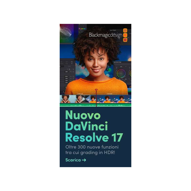DaVinci Resolve Studio 17 (Dongle) Blackmagic Design Color Correction Software con licenza su chiavetta USB