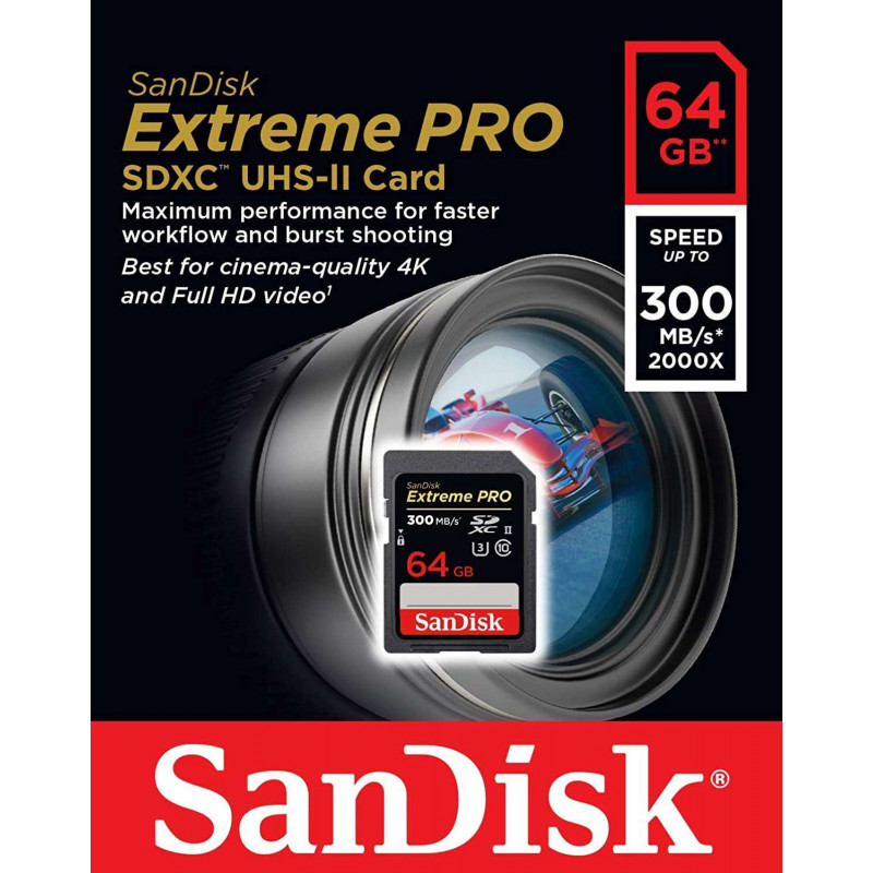SANDISK SDXC  EXTREME PRO 64GB HC 260/300MBs C10 3100859