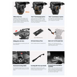 Cavalletto E-Image con testa fluida GH15 e treppiede GA752S