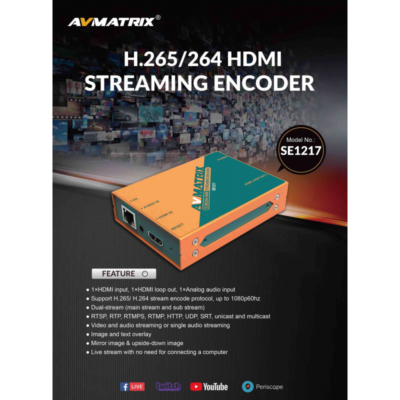 AVMATRIX ENCODER STREAMING H.265/ H.264 HDMI