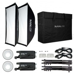 NL-FS300 2KIT-S-LS Nanlite Kit di 2 FS300 con 2 SoftBox 60x90, 2 Stativi, Borsa