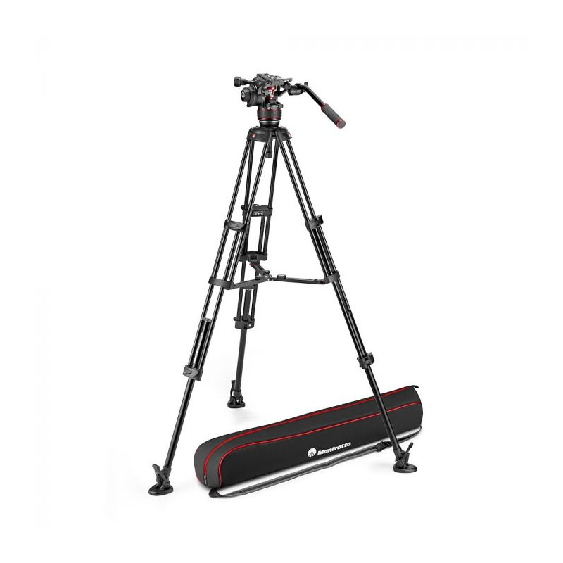 Kit testa Nitrotech 608 e treppiede doppio tubo MS alluminio Manfrotto