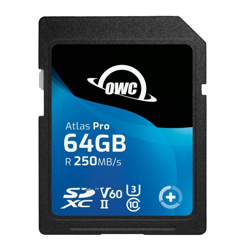 OWC 64GB Atlas Pro SDXC UHS-II V60 Media Card - R250 MB/s W130MB/s