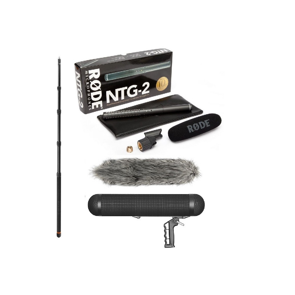 Kit Microfono Shotgun RØDE NTG-2 + Windshield E-Image BS-M80 + Asta Telescopica BA12