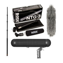 Kit Microfono Shotgun RØDE NTG-3 + Windshield E-Image BS-M80 + Asta Telescopica BA12