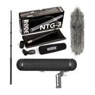 Kit Microfono Shotgun RØDE NTG-3 + Windshield E-Image BS-M80 + Asta Telescopica BA12